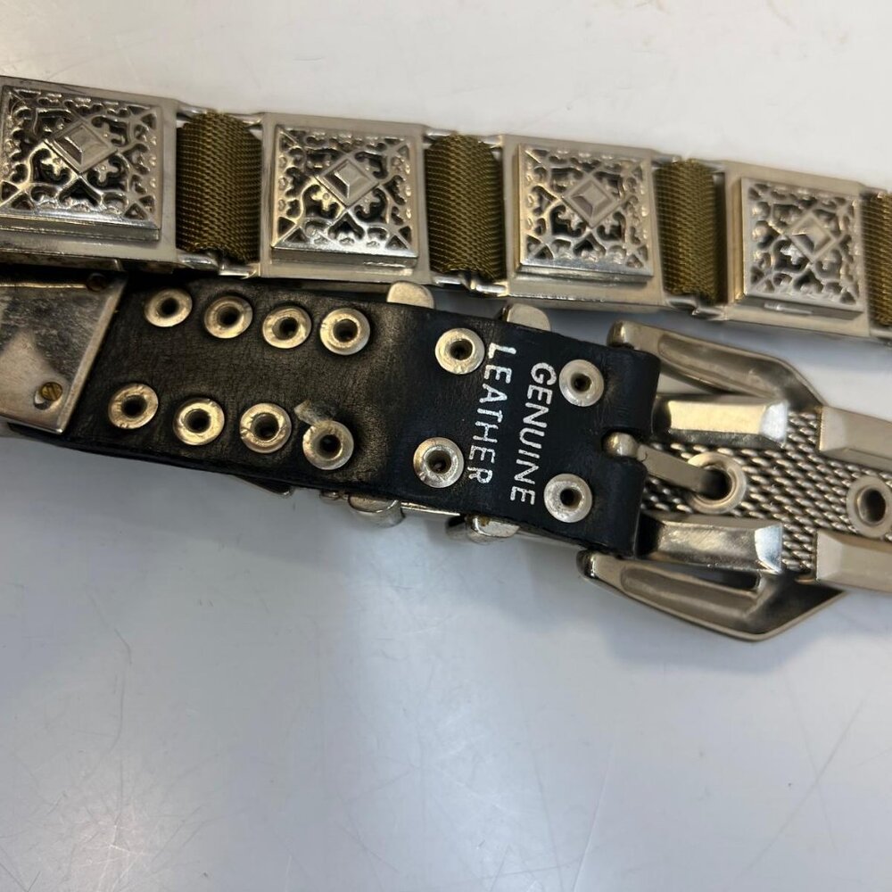 Vintage Silver Tone Chain Belt With Dual Lobster Clasps Adjustable Waist Hip - Picture 7 of 8